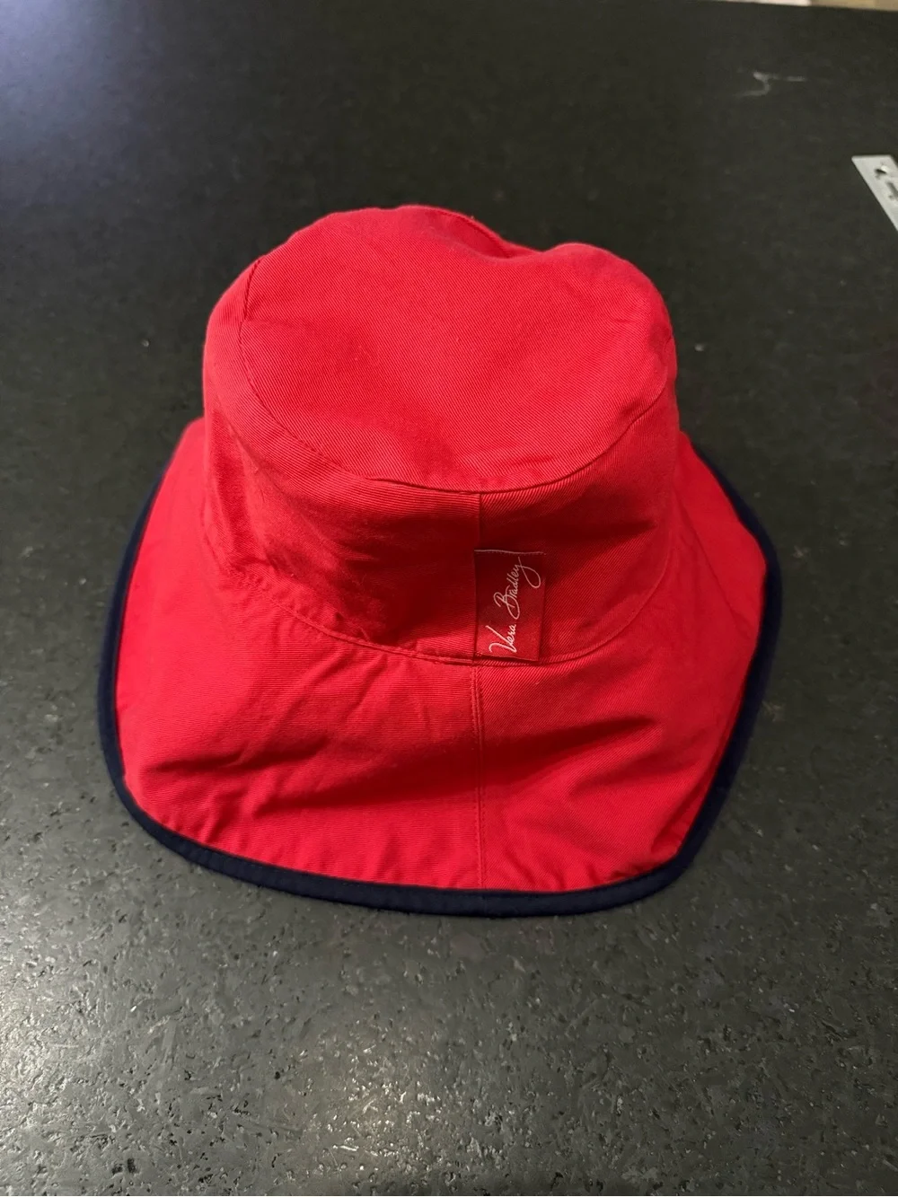 UEC Vera Bradley RED Seaside Beach Reversible Floral Print Cotton Bucket Hat